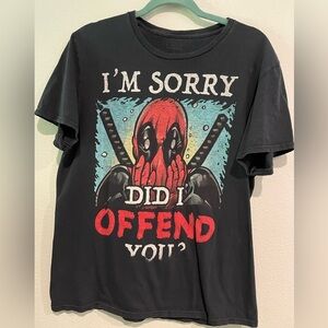 Dead Pool novelty black tee shirt.  Size L